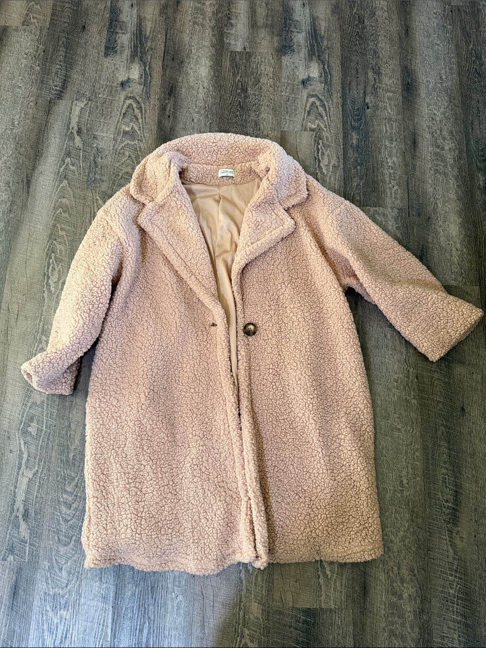 The Post Cozy Sherpa Teddy Coat for Women in Blush Pink
